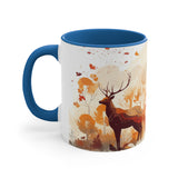 Autumn Orange and Black Deer Past and Future Accent Coffee Mug, 11oz! Multiple Colors Available! Fall Vibes!