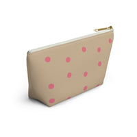 Cream Pink Polka Dot Accessory Pouch, Check Out My Matching Weekender Bag! Free Shipping!!!