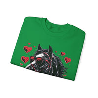 Valentines Day Black Horse Red Hearts Edition Unisex Sweatshirt! Retro! Free Shipping!!!