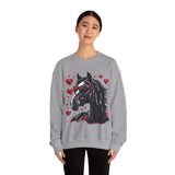 Valentines Day Black Horse Red Hearts Edition Unisex Sweatshirt! Retro! Free Shipping!!!