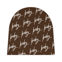 Chocolate Baby Beanie in Cursive! Free Shipping! Great for Gifting!