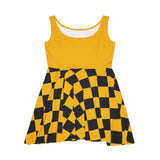 Yellow Plaid and Black Print Women's Fit n Flare Dress! Free Shipping!!! New!!! Sun Dress! Beach Cover Up! Night Gown! So Versatile!