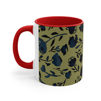 Boho Green Florals Accent Coffee Mug, 11oz! Free Shipping! Great For Gifting! Lead and BPA Free!