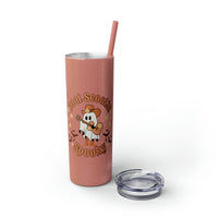 Boot Scootin Spooky Retro Ghost Printed Skinny Tumbler with Straw, 20oz! Multiple Colors! Halloween!