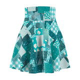 Boho Teal Patchwork Women's Skater Skirt! Free Shipping!