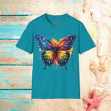 Spring Rainbow Butterfly Unisex Graphic Tees! Spring Vibes! All New Heather Colors!!! Free Shipping!!!