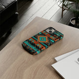 Turquoise Aztec Tough Cases! Cellphone Cases! Multiple Sizes Available! Apple iPhone, Samsung Galaxy, and Google Pixel devices!