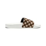 Chocolate Brown Daisy Flower Print Summer Beach Slides, Women's PU Slide Sandals! Free Shipping!!!