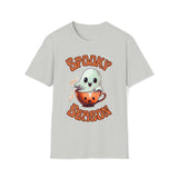 Spooky Season Little Ghost in a coffee Cup Halloween Unisex Graphic Tees! Fall Vibes!