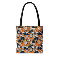 Navy Blue and Orange Florals Fall Vibes Tote Bag!