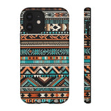 Teal and Orange Aztec Tough Cases! Cellphone Cases! Multiple Sizes Available! Apple iPhone, Samsung Galaxy, and Google Pixel devices!