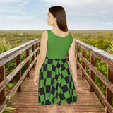 Light Green Plaid and Black Print Women's Fit n Flare Dress! Free Shipping!!! New!!! Sun Dress! Beach Cover Up! Night Gown! So Versatile!