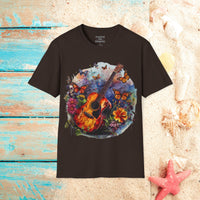 Butterfly Guitar Medley Western Orange Butterflies Unisex Graphic Tees! Spring Vibes! All New Heather Colors!!! Free Shipping!!!