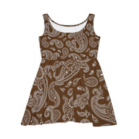 Western Brown and White Bandana Print Women's Fit n Flare Dress! Free Shipping!!! New!!! Sun Dress! Beach Cover Up! Night Gown! So Versatile!