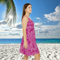 Western Hot Pink and White Bandana Print Women's Fit n Flare Dress! Free Shipping!!! New!!! Sun Dress! Beach Cover Up! Night Gown! So Versatile!