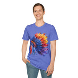 Indian Head Dress Colorful Rainbow Unisex Graphic Tees! Summer Vibes! All New Heather Colors!!! Free Shipping!!!