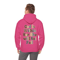 Beige God is Within Her She Will Not Fall Psalms 46:5 Back Designs Unisex Heavy Blend Hooded Sweatshirt! Free Shipping!!!