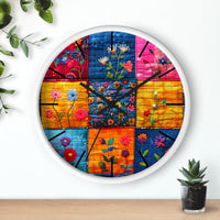 Boho Floral Quilt in Navy and Pink Print Wall Clock! Perfect For Gifting! Free Shipping!!! 3 Colors Available!