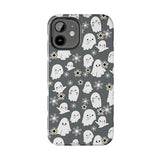 Steel Grey Happy Little Retro Ghost Halloween Tough Phone Cases! Fall Vibes!