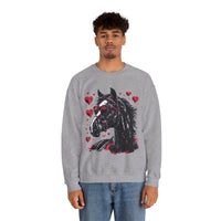 Valentines Day Black Horse Red Hearts Edition Unisex Sweatshirt! Retro! Free Shipping!!!