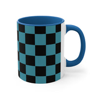 Retro Teal Plaid Accent Coffee Mug, 11oz! Free Shipping! Great For Gifting! Lead and BPA Free!