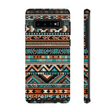 Teal and Orange Aztec Tough Cases! Cellphone Cases! Multiple Sizes Available! Apple iPhone, Samsung Galaxy, and Google Pixel devices!