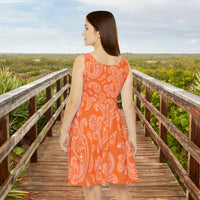 Western Orange and White Bandana Print Women's Fit n Flare Dress! Free Shipping!!! New!!! Sun Dress! Beach Cover Up! Night Gown! So Versatile!