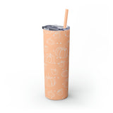 Polka Dot Pumpkin Thanksgiving Fall Vibes Skinny Tumbler with Straw, 20oz! Multiple Colors Available!