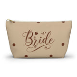 Cream Brown Polka Dot Bride Travel Accessory Pouch, Check Out My Matching Weekender Bag! Free Shipping!!!