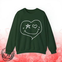 Valentines Day Heart Smiley Star Eye Unisex Sweatshirt! Retro! Plus Sizes Available!