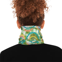 Green Retro Swirl Print Lightweight Neck Gaiter! 4 Sizes Available! Free Shipping! UPF +50! Great For All Outdoor Sports!