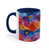 Boho Watercolor Daisy Accent Coffee Mug, 11oz! Free Shipping! Great For Gifting! Lead and BPA Free!