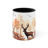 Autumn Orange and Black Deer and Doe Antler Forest Accent Coffee Mug, 11oz! Multiple Colors Available! Fall Vibes!