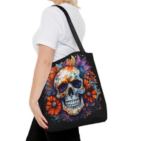 Halloween Floral Skull Fall Vibes Tote Bag!