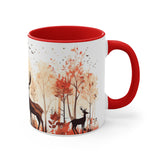 Autumn Orange and Black Deer and Doe Antler Forest Accent Coffee Mug, 11oz! Multiple Colors Available! Fall Vibes!