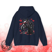 Black Horse With Red Hearts Back Designs Unisex Heavy Blend Hooded Sweatshirt! Free Shipping!!!