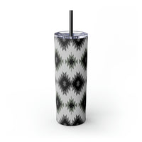 Western Black and Grey Aztec Printed Vibes Skinny Tumbler with Straw, 20oz!