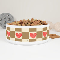 Brown and Cream Heart Plaid Pet Bowl! Foxy Pets! Free Shipping!!!