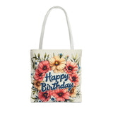 Happy Birthday Floral Tote Bag! Re-use/Re-cycle!