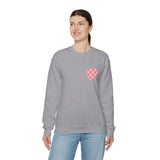 Valentines Day Pink Plaid Heart Basics Pocket Design Edition Unisex Sweatshirt! Retro! Free Shipping!!!