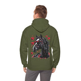 Black Horse With Red Hearts Back Designs Unisex Heavy Blend Hooded Sweatshirt! Free Shipping!!!