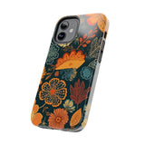 Fall Florals Navy Blue and Orange Tough Phone Cases! Fall Vibes!