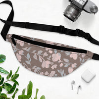 Grey and Pink Florals Unisex Fanny Pack! Free Shipping! One Size Fits Most!
