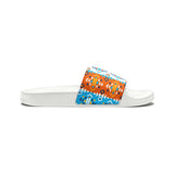 Boho Aztec Print Aqua and Orange Summer Beach Slides, Women's PU Slide Sandals! Free Shipping!!!