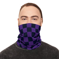 Black and Dark Purple Plaid Lightweight Neck Gaiter! 4 Sizes Available! Free Shipping! UPF +50! Great For All Outdoor Sports!