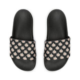 Classic Black Daisy Flower Print Summer Beach Slides, Women's PU Slide Sandals! Free Shipping!!!