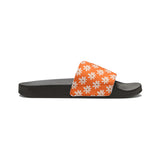 Dusty Orange Daisy Flower Print Summer Beach Slides, Women's PU Slide Sandals! Free Shipping!!!