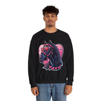 Valentines Day Black Horse Pink Hearts Unisex Sweatshirt! Retro! Free Shipping!!!