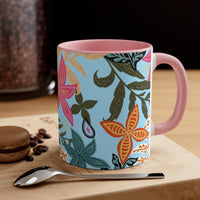 Boho Aqua Florals Accent Coffee Mug, 11oz! Free Shipping! Great For Gifting! Lead and BPA Free!