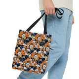 Navy Blue and Orange Florals Fall Vibes Tote Bag!